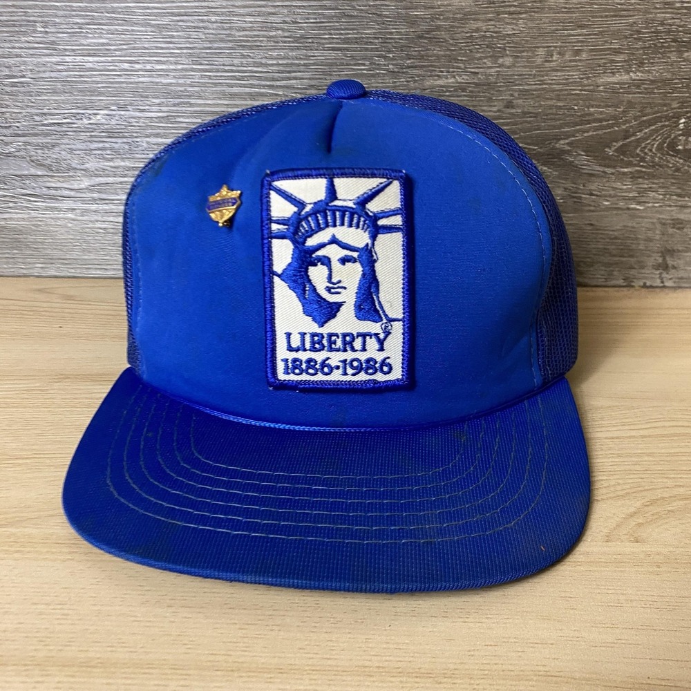 Vintage Liberty Hat Cap Snap Back Mesh Trucker Patch Statue of Liberty Mens 80s